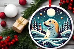 Round Christmas Ornament Sublimation|Clipart Product Image 1