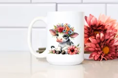 Adorable Cartoon Cow with Flower Crown | Sublimation | Product Image 2