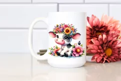 Sweet Cartoon Cow with Flower Crown | Sublimation | Clipart Product Image 2