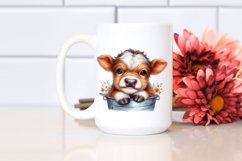 Watercolor Baby Highland Cow in a Bucket Product Image 2