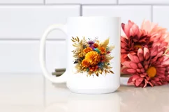 Vibrant Abstract Bouquet Gold Foil | Clipart Product Image 2