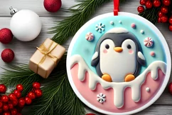 Round Christmas Ornament Sublimation|Clipart Product Image 1