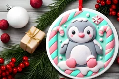 Round Christmas Ornament Sublimation|Clipart Product Image 1