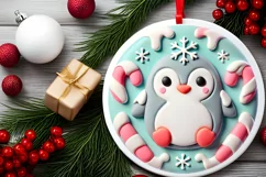 Round Christmas Ornament Sublimation|Clipart Product Image 1