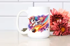 Baby Unicorn Diving Meteor | Sublimation Clipart Product Image 2