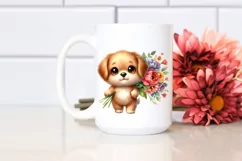 Sweet Puppy with Flower Bouquet | Sublimation | Clipart Product Image 2