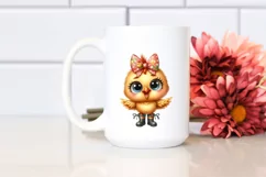 Bow Baby Chicken Watercolor | Clipart Product Image 2
