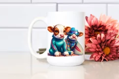 Colorful Baby Cow in Surfer's Wetsuit Product Image 2