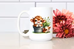 Watercolor Baby Highland Cow in a Pot Product Image 2