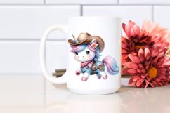 Cute Unicorn Cowboy Watercolor | Clipart Product Image 2