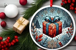 Round Christmas Ornament Sublimation|Clipart Product Image 1