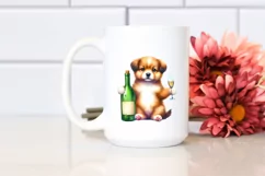 Funny Cute Puppy Wine Bottle Clipart Product Image 2