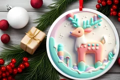 Round Christmas Ornament Sublimation|Clipart Product Image 1