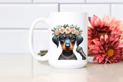 Watercolor Baby Doberman Pinscher Singing | Clipart Product Image 2