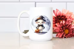 Cute Baby Lamb on Moon for Halloween PNG Product Image 2