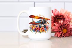 colorful Vintage Biplane with Flowers | Clipart Product Image 2