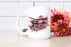 colorful Vintage Biplane with Flowers | Clipart Product Image 2