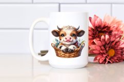 Watercolor Baby Highland Cow in a Basket Product Image 2