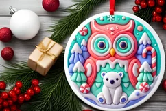 Round Christmas Ornament Sublimation|Clipart Product Image 1