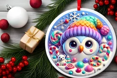 Round Christmas Ornament Sublimation|Clipart Product Image 1