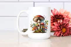 Detailed Glossy Mushroom,Watercolor Splash PNG Product Image 2