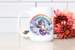 Colorful Cow Swinging on Rainbow PNG Product Image 2