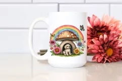 Colorful Mushroom Dog House Illustration Product Image 2