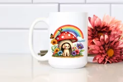 Colorful Mushroom Dog House Illustration Product Image 2