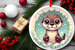 Round Christmas Ornament Sublimation|Clipart Product Image 1