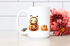 Cute Baby Bee in Halloween Pumpkin PNG Product Image 2