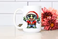 Expressive Baby Turtle in Santa Suit | Clipart Product Image 2