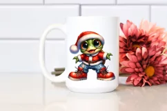 Expressive Baby Turtle in Santa Suit | Clipart Product Image 2