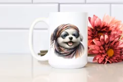Funny Puppy Portrait in Boho Style | Clipart Product Image 2