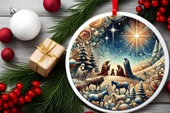 Round Christmas Ornament Sublimation|Clipart Product Image 2