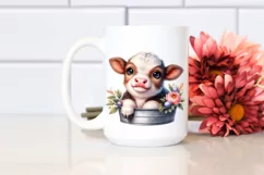 Watercolor Baby Highland Cow in a Recipient Product Image 2