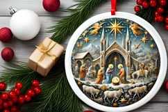 Round Christmas Ornament Sublimation|Clipart Product Image 1