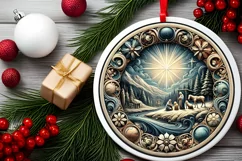 Round Christmas Ornament Sublimation|Clipart Product Image 1
