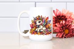 Colorful Unicorn with Autumn Leaves PNG Product Image 2