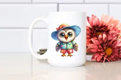Excited Owl Beachwear | White Background Clipart Product Image 2