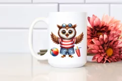 Excited Owl Beachwear | White Background Clipart Product Image 2