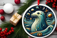 Round Christmas Ornament Sublimation|Clipart Product Image 2