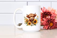 Baby Highland Cow Sunflower Clipart Product Image 2