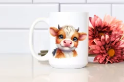 Cute Smiling Baby Highland Cow PNG Product Image 2