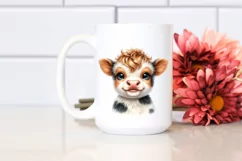 Watercolor Highland Cow Sticker | Sublimation | Clipart Product Image 2