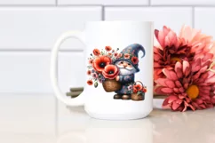 Gnome Basket Poppy Bouquet Watercolor Clipart Product Image 2
