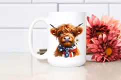 Highland Cow Portrait Tie USA Flag Colors Product Image 2