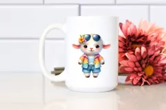 Colorful Cute Baby Lamb Summer | Sublimation Clipart Product Image 2