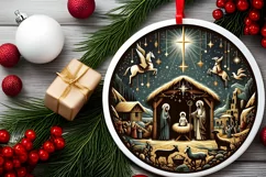 Round Christmas Ornament Sublimation|Clipart Product Image 1
