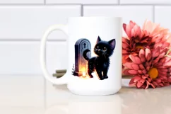 Cute Black Cat Grave Drawing | Clipart Product Image 2