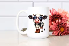 Cow Sunglasses Boots Watercolor Clipart Product Image 2